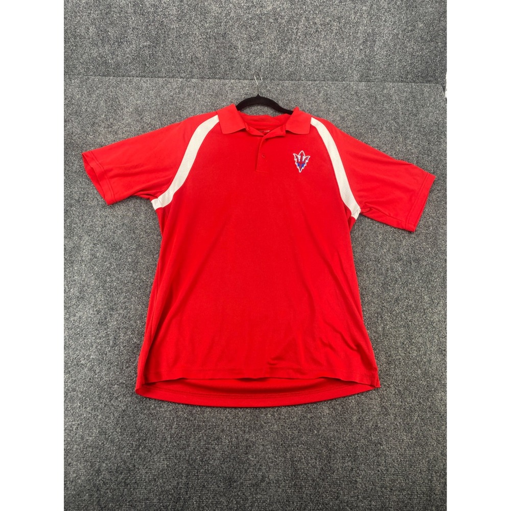 Sport-Tek Polo Shirt Mens Large Red White Short Sleeve Performance Active 2634